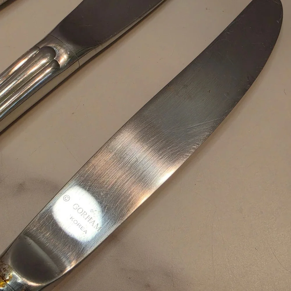 Gorham Melon Bud Stainless Steel Dinner Knives Set of 8 Silverware Korea